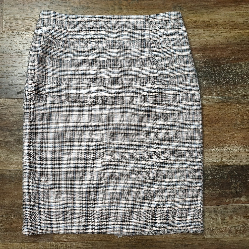 NWT $68 T TAHARI PLAID BLACK/CREAM PENCIL SKIRT SIZE 14 - Picture 5 of 8